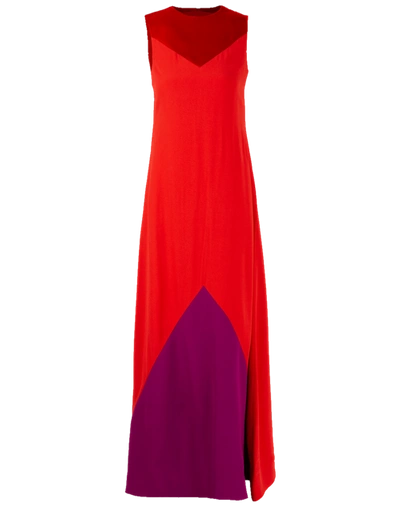 Shop Givenchy Bateau Neck Color Block Gown In Red