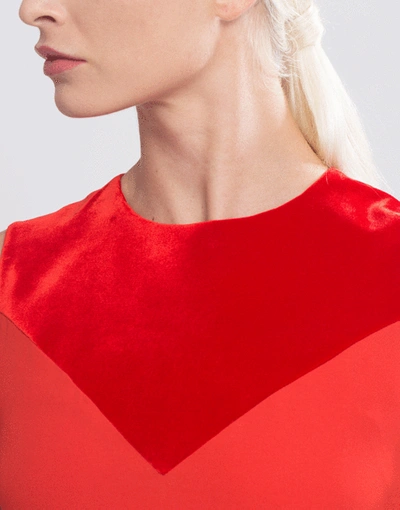 Shop Givenchy Bateau Neck Color Block Gown In Red