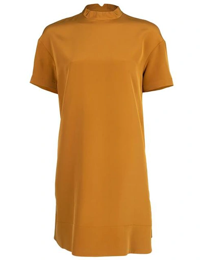 Shop Chloé Short Sleeve Mock Dress In Gldnbrw