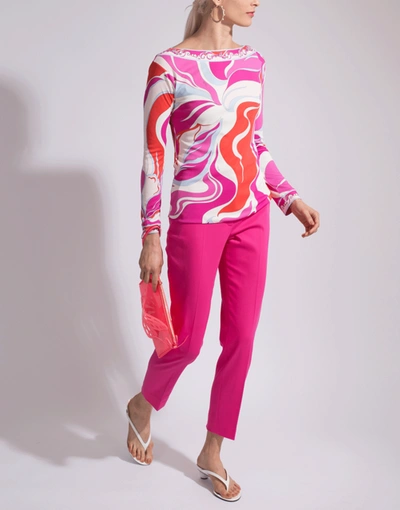 Shop Emilio Pucci Cotton Stretch Front Zip Pant