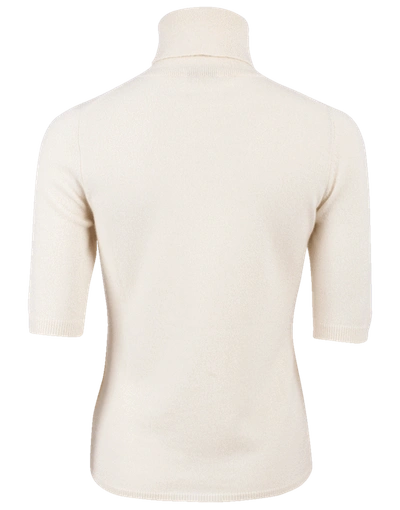 Shop Allude Elbow Sleeve Turtleneck Sweater In Ivory