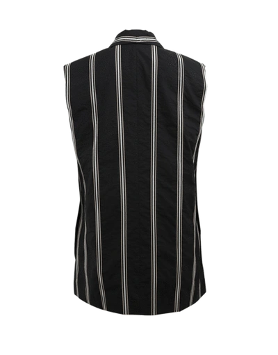 Shop Brunello Cucinelli Striped Single Button Vest In Black
