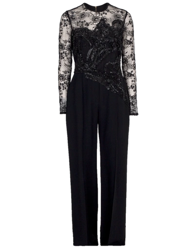 Shop Elie Saab Illusion Lace Top Jumpsuit In Black