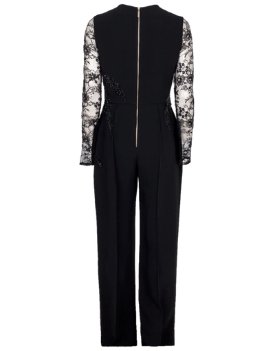 Shop Elie Saab Illusion Lace Top Jumpsuit In Black