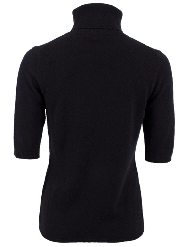 Shop Allude Elbow Sleeve Turtleneck Sweater In Black