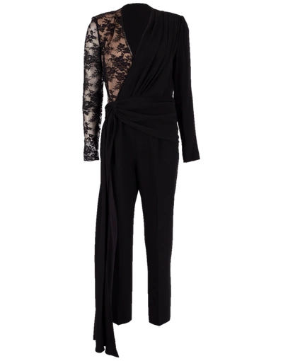 Shop Givenchy Lace Sleeve Jumpsuit In Black