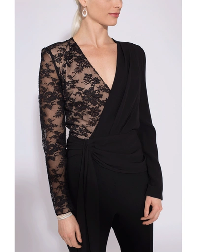 Shop Givenchy Lace Sleeve Jumpsuit In Black