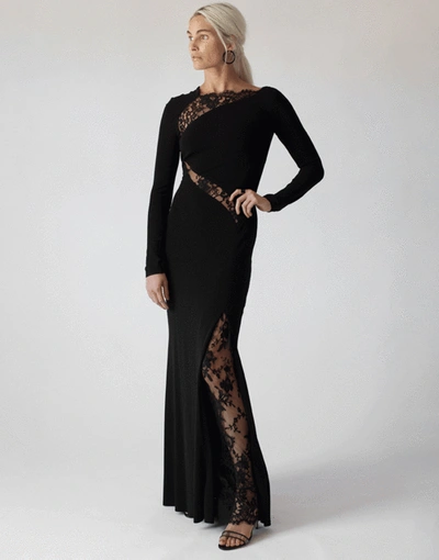 Shop Alexander Mcqueen Jersey Gown With Lace Inserts