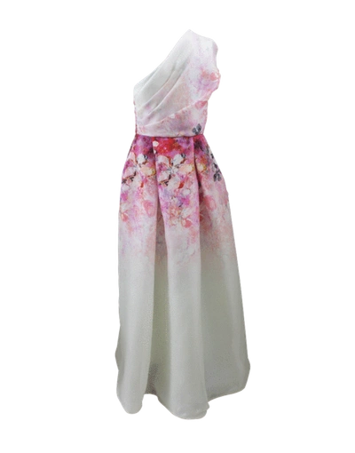 Shop Naeem Khan Floral One Shoulder Gown In Ivy/llc