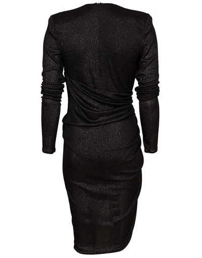 Shop Alexandre Vauthier Long Sleeve Ruched Side Dress In Black