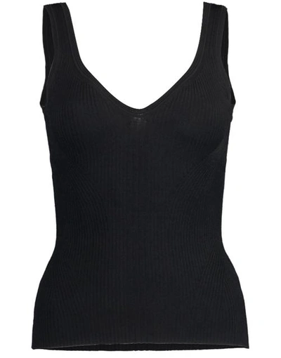 Shop Alexander Mcqueen Black Ribbed Tank Top