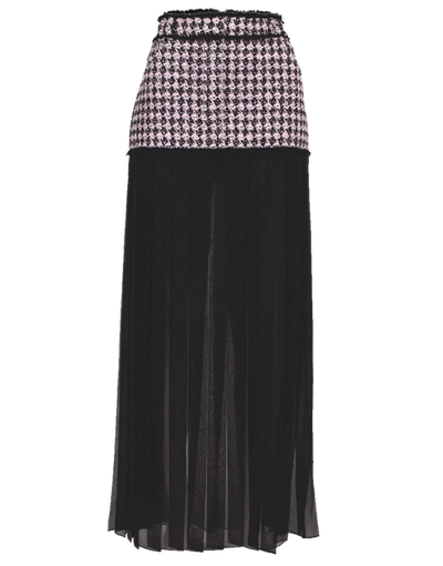 Shop Balmain Tweed And Chiffon Pleated Maxi Skirt