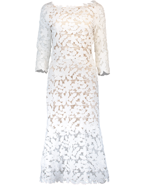 oscar de la renta white lace dress