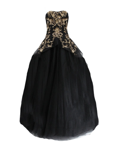 Shop Marchesa Gold Embroidered Tulle Gown