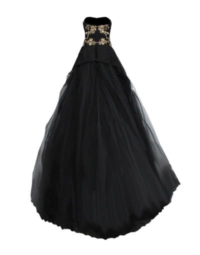 Shop Marchesa Gold Embroidered Tulle Gown