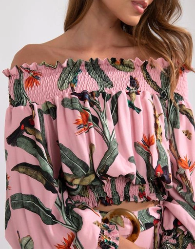 Shop Patbo Tropical Print Off-the-shoulder Top