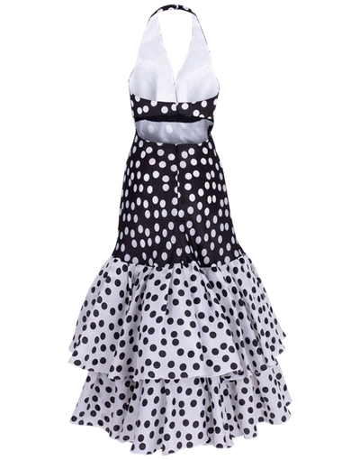 Shop Carolina Herrera Ruffle Hem Cutout Dress In Blk/wht