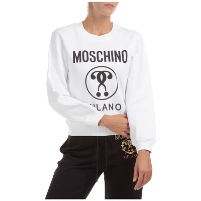 Shop Moschino Women's Sweatshirt Double Question Mark In White