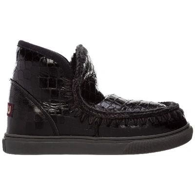 Shop Mou Women's Leather Ankle Boots Booties Eskimo Sneaker In Black
