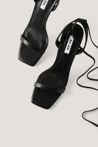 Shop Na-kd Squared Front Tie Strap Heels - Black