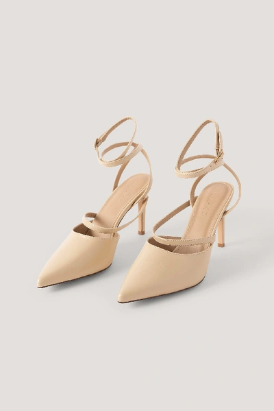 Shop Na-kd Ankle Straps Pointy Pumps - Beige In Nude