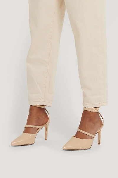 Shop Na-kd Ankle Straps Pointy Pumps - Beige In Nude