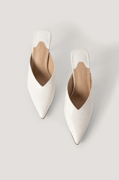 Shop Na-kd Pointy Squared Back Mules - White