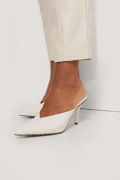 Shop Na-kd Pointy Squared Back Mules - White