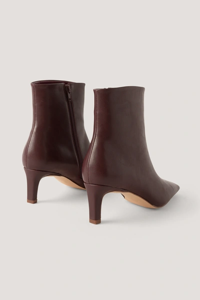 Shop Na-kd Squared Long Toe Ankle Boots - Burgundy