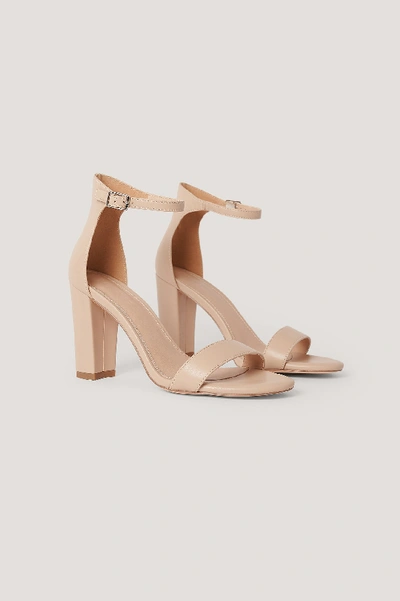 Shop Na-kd Basic High Heel Block Sandals - Beige