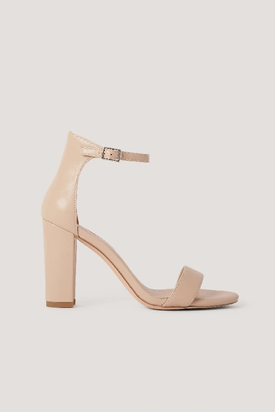 Shop Na-kd Basic High Heel Block Sandals - Beige