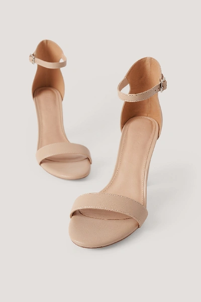 Shop Na-kd Basic High Heel Block Sandals - Beige