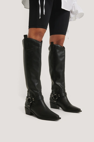Shop Na-kd Knee High Western Boots - Black
