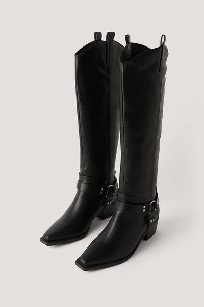 Shop Na-kd Knee High Western Boots - Black