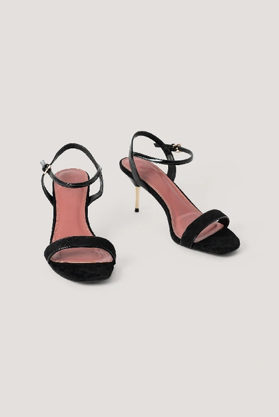 Shop Na-kd Metal Heel Ankle Strap Sandals - Black