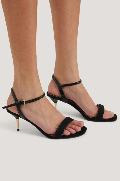 Shop Na-kd Metal Heel Ankle Strap Sandals - Black