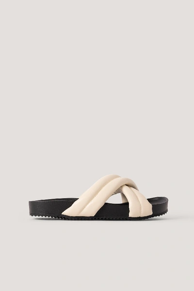 Shop Na-kd Puffy Crossed Slippers - Offwhite