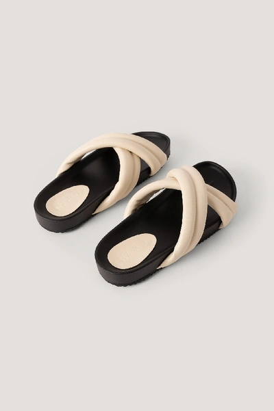 Shop Na-kd Puffy Crossed Slippers - Offwhite