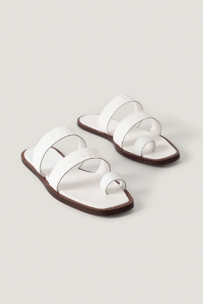 Shop Na-kd Leather Toe Ring Strap Sandals - White