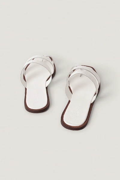 Shop Na-kd Leather Toe Ring Strap Sandals - White
