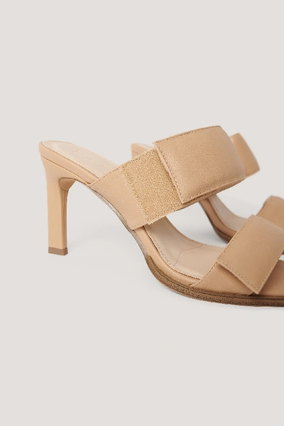 Shop Na-kd Velcro Strap Square Toe Mules Beige