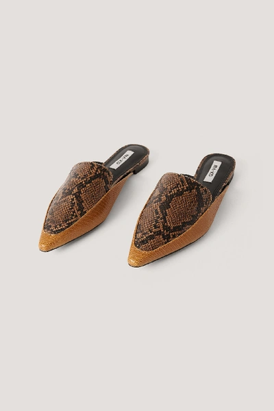 Shop Na-kd Pointy Toe Slippers - Multicolor In Snake