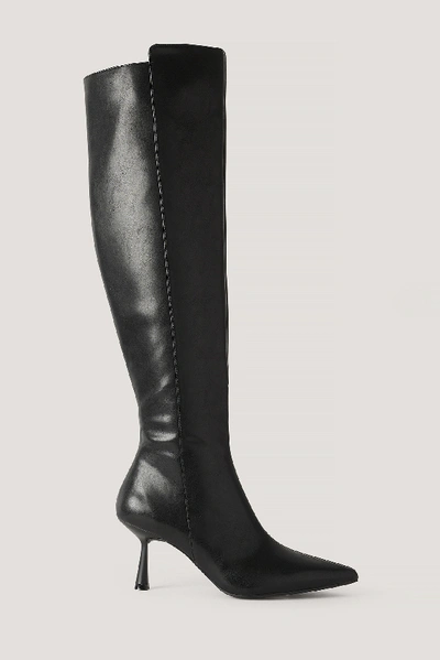 Shop Na-kd Front Seam Knee High Boots - Black
