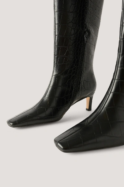 Shop Na-kd Squared Long Toe Shaft Boots - Black