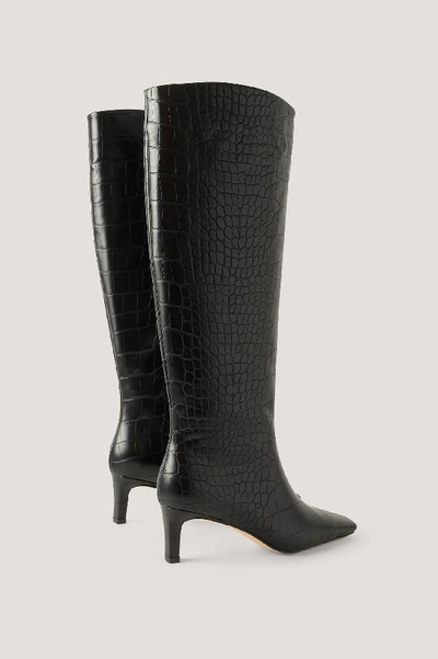 Shop Na-kd Squared Long Toe Shaft Boots - Black