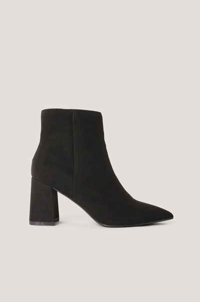 Shop Na-kd Basic Slanted Heel Faux Suede Boots - Black