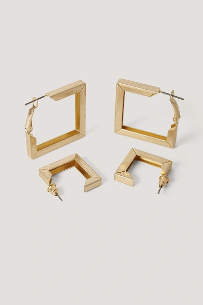 Shop Na-kd Double Pack Squared Earrings - Gold