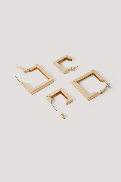 Shop Na-kd Double Pack Squared Earrings - Gold