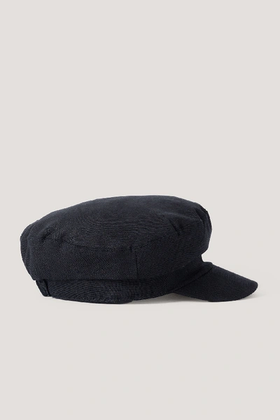 Shop Na-kd Linen Bakerboy Cap - Black