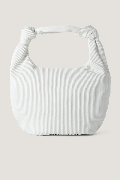 Shop Na-kd Striped Embossed Knot Hobo Bag - White In Optic White